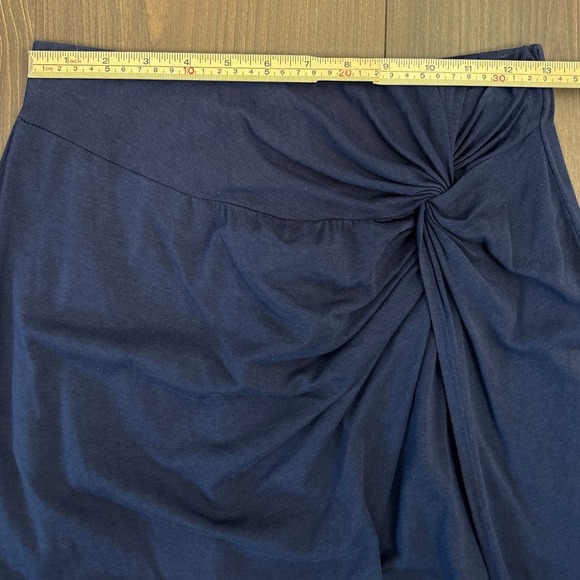 ASTR Navy Blue Asymmetrical Ruched Drape Skirt Women's Large Trendy Chic Evening - Picture 10 of 13